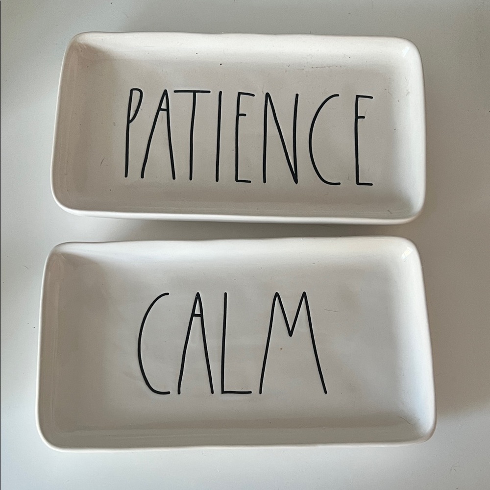 Rae Dunn Cream Trays with Black Text